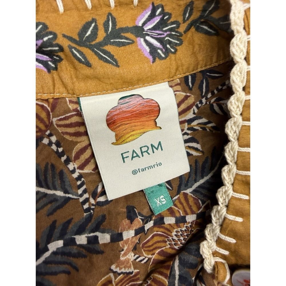 FARM Rio Ainika Cotton Floral Blouse.Beige Cream. Sz XS $198. NWOT - Picture 9 of 16